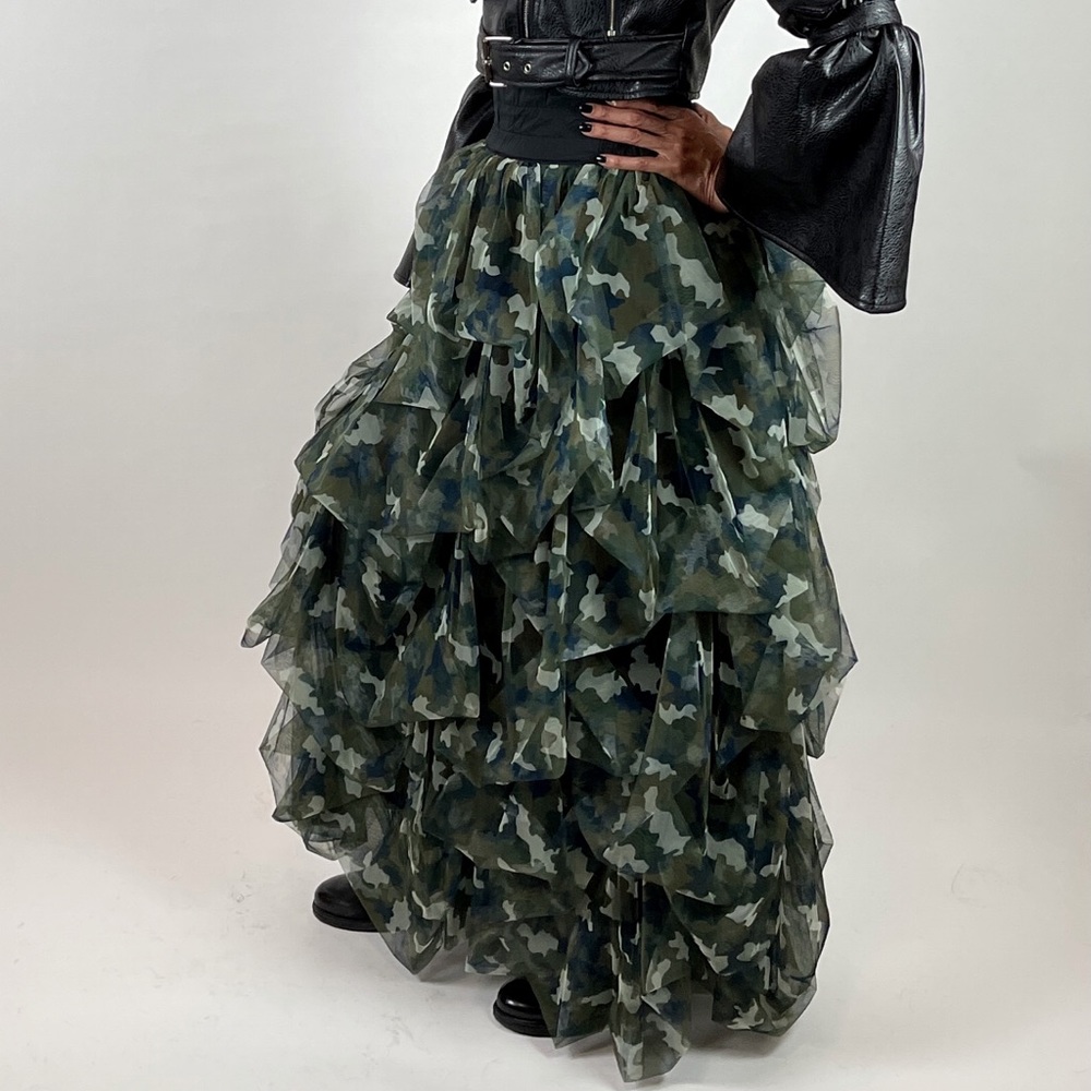 XL Gathered Maxi Camo Skirt. End of the season Blowout Sale!